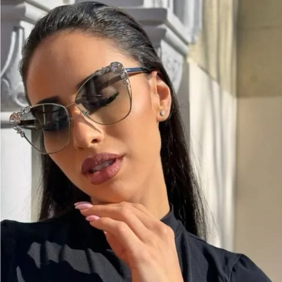 Jimmy Choo Black and Silver Embellished Sunglasses main image 12